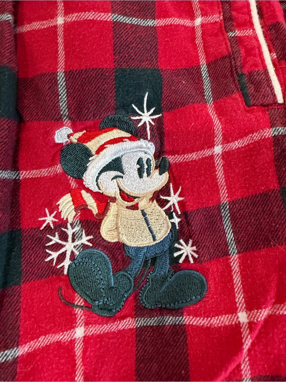 Disney Mickey Mouse Red and Black Plaid Flannel Pajama Bottoms - Picture 2 of 5